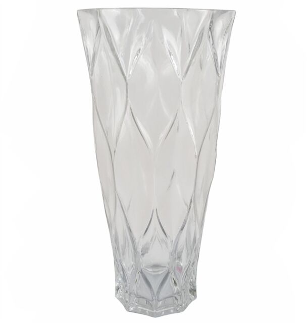 Leaf 35cm Clear Chunky Ridged Glass Vase in White - image 1