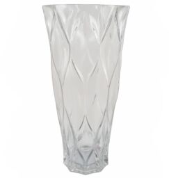 Leaf 35cm Clear Chunky Ridged Glass Vase in White - thumbnail 1