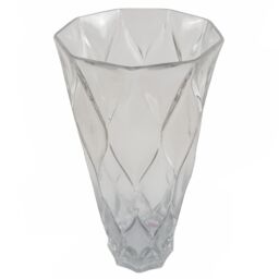 Leaf 35cm Clear Chunky Ridged Glass Vase in White - thumbnail 3