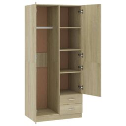 Berkfield Home Wardrobe Sonoma Oak 80x52x180 cm Engineered Wood in Brown - Size: 80 x 52 x 180 cm - thumbnail 5