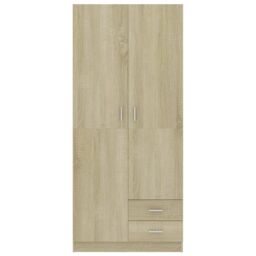 Berkfield Home Wardrobe Sonoma Oak 80x52x180 cm Engineered Wood in Brown - Size: 80 x 52 x 180 cm - thumbnail 6