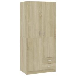 Berkfield Home Wardrobe Sonoma Oak 80x52x180 cm Engineered Wood in Brown - Size: 80 x 52 x 180 cm - thumbnail 2
