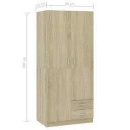 Berkfield Home Wardrobe Sonoma Oak 80x52x180 cm Engineered Wood in Brown - Size: 80 x 52 x 180 cm - thumbnail 8