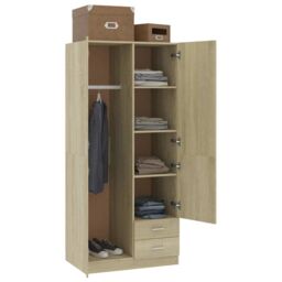 Berkfield Home Wardrobe Sonoma Oak 80x52x180 cm Engineered Wood in Brown - Size: 80 x 52 x 180 cm - thumbnail 4