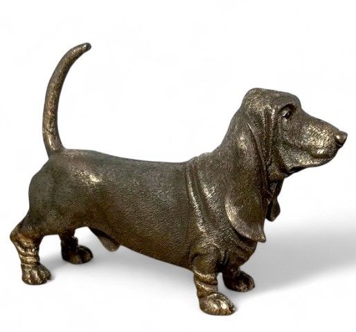 Animal Crackers Basset Hound Dog Figurine In Solid Cold Cast Bronze, Quality Dog Lover Home Decoration in Bronze - image 1
