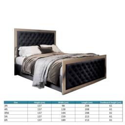 Casani Launceston Upholstered Soft Velvet Black Metal Designer Bed Frame - Size: Super King - thumbnail 8
