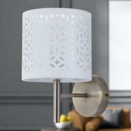 First Choice Lighting Brea - Antique Brass Wall Light with White Cut Out Shade in Gold - thumbnail 4