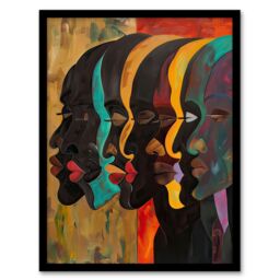 Artery8 Abstract Black Profile Portrait Painting Trippy Framed Art Print - Size: A4 - thumbnail 1