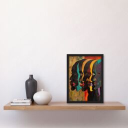 Artery8 Abstract Black Profile Portrait Painting Trippy Framed Art Print - Size: A4 - thumbnail 4