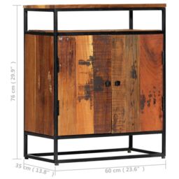 Berkfield Home Side Cabinet 60x35x76 cm Solid Reclaimed Wood & Steel in Brown - Size: 60 x 35 x 76 cm - thumbnail 6