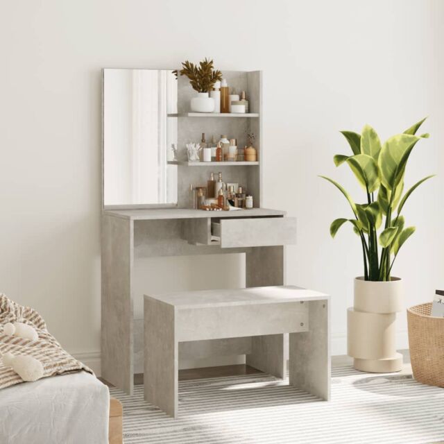Berkfield Home Dressing Table Set Concrete Grey 74.5x40x141 cm - image 1