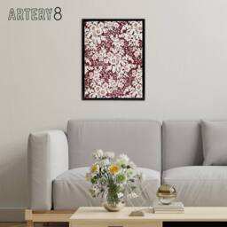 "Artery8 Vintage Silk Flowers Floral Pattern Wyatt Framed Canvas Wall Art Print in Red - Size: W12"" x H16""" - thumbnail 3