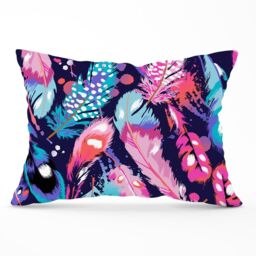 Warren Reed - Designer Beautiful Colourful Feathers Cushions in Blue - Size: 60 cm x 60 cm - thumbnail 1