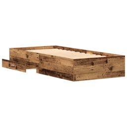 Berkfield Home Bed Frame Old Wood 100x200 cm Engineered Wood in Brown - thumbnail 5