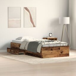 Berkfield Home Bed Frame Old Wood 100x200 cm Engineered Wood in Brown - thumbnail 1