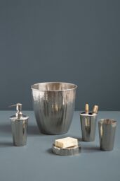 Orsina Hammered Bathroom Tumbler in Silver - thumbnail 4