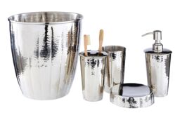 Orsina Hammered Bathroom Tumbler in Silver - thumbnail 3