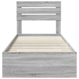 Berkfield Home Bed Frame Grey Sonoma & Silver 75 x 190 cm Engineered Wood - thumbnail 7