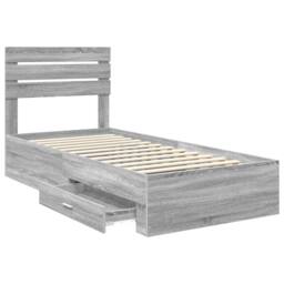 Berkfield Home Bed Frame Grey Sonoma & Silver 75 x 190 cm Engineered Wood - thumbnail 5