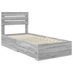 Berkfield Home Bed Frame Grey Sonoma & Silver 75 x 190 cm Engineered Wood - thumbnail 4