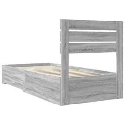 Berkfield Home Bed Frame Grey Sonoma & Silver 75 x 190 cm Engineered Wood - thumbnail 9