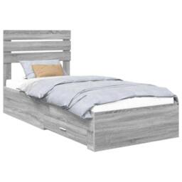 Berkfield Home Bed Frame Grey Sonoma & Silver 75 x 190 cm Engineered Wood - thumbnail 2