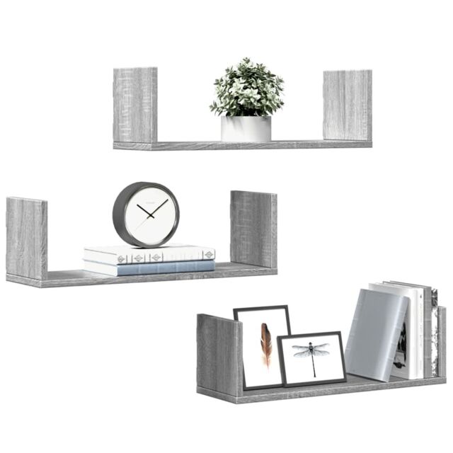 Berkfield Home Wall Shelves 3 pcs Grey Sonoma 58x18x18 cm Engineered Wood - Size: 58 x 18 x 18 cm - image 1