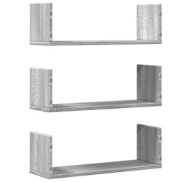 Berkfield Home Wall Shelves 3 pcs Grey Sonoma 58x18x18 cm Engineered Wood - Size: 58 x 18 x 18 cm - thumbnail 6