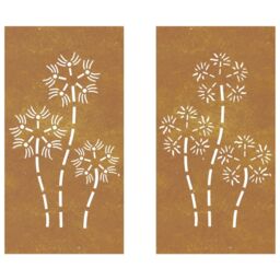 Berkfield Home Garden Wall Decorations 2pcs 105x55cm Corten Steel Flower Design in Brown - Size: 105x55 cm - thumbnail 4