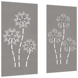 Berkfield Home Garden Wall Decorations 2pcs 105x55cm Corten Steel Flower Design in Brown - Size: 105x55 cm - thumbnail 3