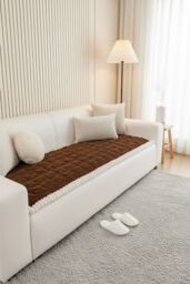 Living and Home Plush Quilted Non-slip Sofa Protector in Brown - Size: Small - thumbnail 4