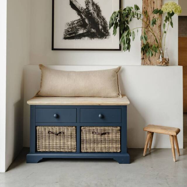 Statement Furniture Florence Storage Bench with 2 Drawers & 2 Baskets in Navy - image 1