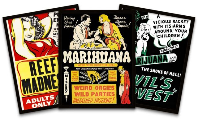 "Artery8 Wall Art Print Propaganda Prohibition Framed Posters Pack of 3 - Size: W12"" x H16""" - image 1
