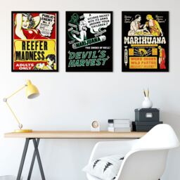 "Artery8 Wall Art Print Propaganda Prohibition Framed Posters Pack of 3 - Size: W12"" x H16""" - thumbnail 3