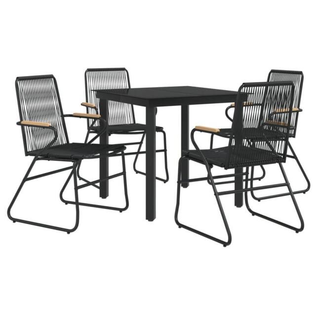 Berkfield Home Beautiful 5 Piece Garden Dining Set Black PVC Rattan - image 1