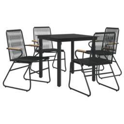Berkfield Home Beautiful 5 Piece Garden Dining Set Black PVC Rattan - thumbnail 1