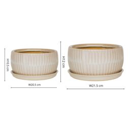 Ivyline White Round Bonsai Planters, Set of 2 - thumbnail 4