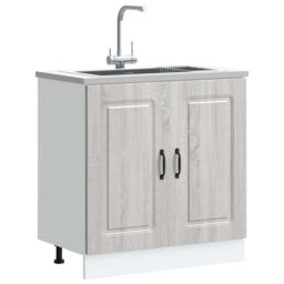 Berkfield Home Sink Base Cabinet Kalmar Grey Sonoma 80x46x81.5 cm Engineered Wood - thumbnail 1