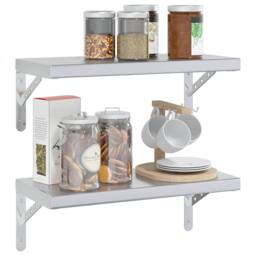 Berkfield Home Wall Shelves 2 pcs 50x23.5x3 cm Silver Stainless Steel - thumbnail 4