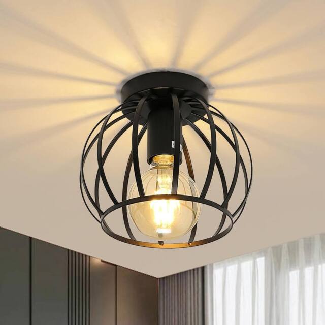 Goeco Vintage Ceiling Light Black Semi Flush-Mounted Ceiling Light - image 1