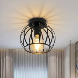 Goeco Vintage Ceiling Light Black Semi Flush-Mounted Ceiling Light - thumbnail 8
