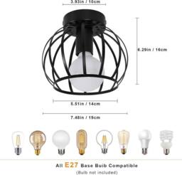 Goeco Vintage Ceiling Light Black Semi Flush-Mounted Ceiling Light - thumbnail 5