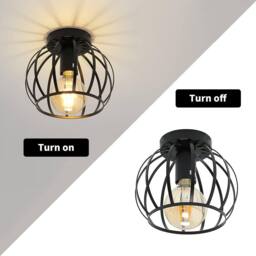 Goeco Vintage Ceiling Light Black Semi Flush-Mounted Ceiling Light - thumbnail 7
