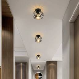 Goeco Vintage Ceiling Light Black Semi Flush-Mounted Ceiling Light - thumbnail 9