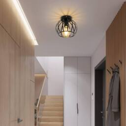 Goeco Vintage Ceiling Light Black Semi Flush-Mounted Ceiling Light - thumbnail 2