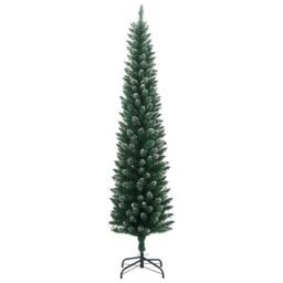 Berkfield Home Artificial Slim Christmas Tree 300 LEDs 180 cm in Green - thumbnail 3