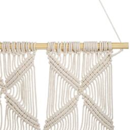 Wyld and Coco Cotton Wall Hanging Beige with Blue Fringed Boho Decor - thumbnail 3