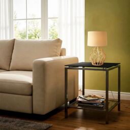 Happy Homewares Traditional Vintage Wrapped Rattan Table Lamp with Cream Linen Fabric Shade in Brown - thumbnail 7