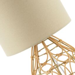 Happy Homewares Traditional Vintage Wrapped Rattan Table Lamp with Cream Linen Fabric Shade in Brown - thumbnail 8