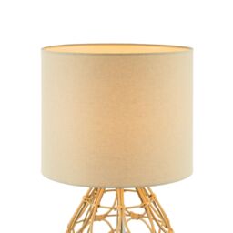 Happy Homewares Traditional Vintage Wrapped Rattan Table Lamp with Cream Linen Fabric Shade in Brown - thumbnail 5